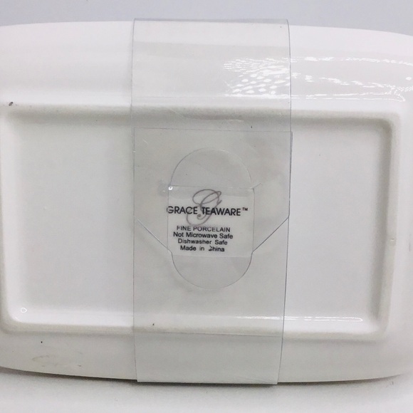 Grace's Teaware Porcelain Covered Butter Dish Flowers Floral Butterflies new - Picture 4 of 8